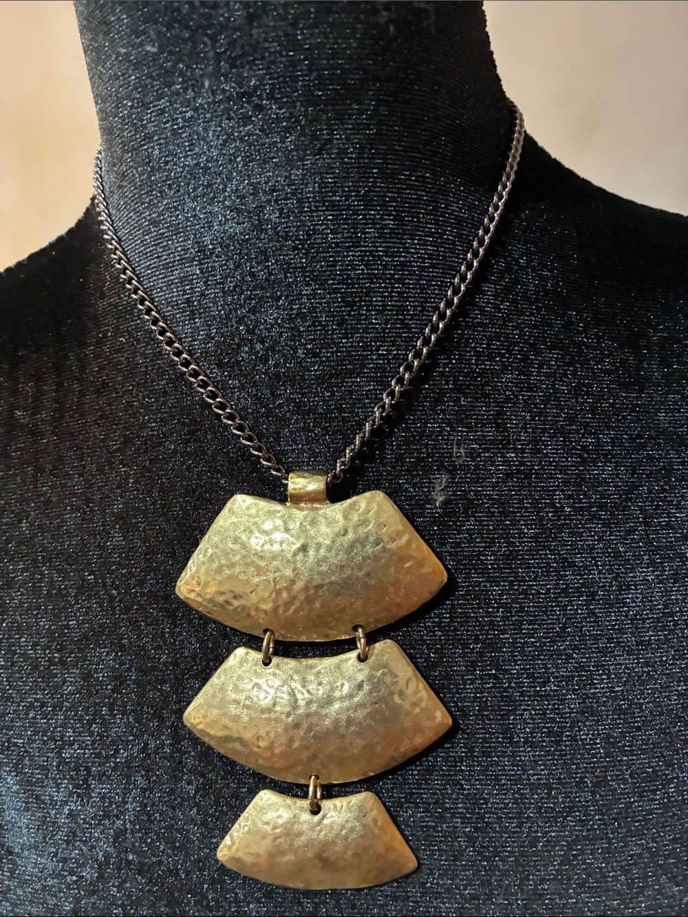 The Limited Gold-Tone Hammered Triple Pendant Necklace
